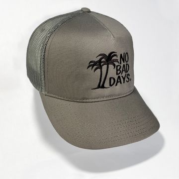 NO BAD DAYS® Cotton Twill Five Panel Pro-Style Mesh Cap - Gray Trucker Hat